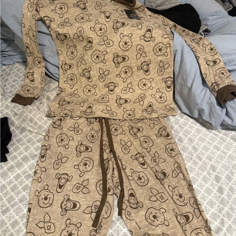 Disney Tan Womnes Pajama Set with Character Design